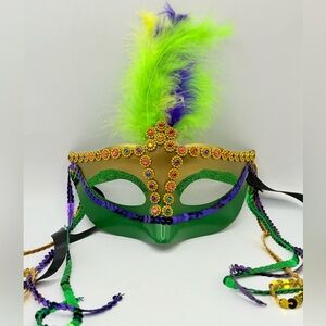 Mardi Gras Sequin Rhinestone Feathers Mask Carnival Masquerade Venetian Mask